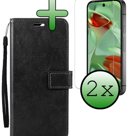 BASEY. BASEY. Google Pixel 9 Hoesje Bookcase Met 2x Screenprotector - Zwart