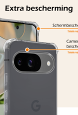 Nomfy Hoesje Geschikt voor Google Pixel 9 Hoesje Siliconen Shock Proof Case Hoes Met Screenprotector - Hoes Geschikt voor Google Pixel 9 Hoes Cover Case Shockproof - Transparant
