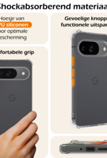 Nomfy Hoesje Geschikt voor Google Pixel 9 Hoesje Siliconen Shock Proof Case Hoes Met Screenprotector - Hoes Geschikt voor Google Pixel 9 Hoes Cover Case Shockproof - Transparant
