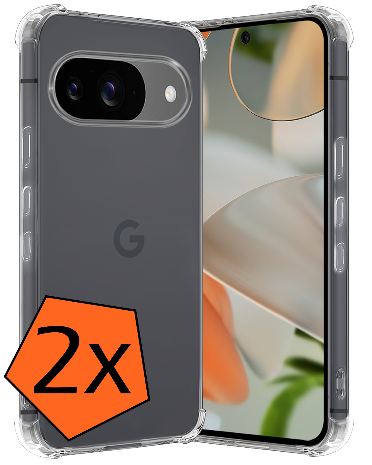 Nomfy Hoesje Geschikt voor Google Pixel 9 Hoesje Siliconen Shock Proof Case Hoes - Hoes Geschikt voor Google Pixel 9 Hoes Cover Case Shockproof - Transparant - 2 PACK