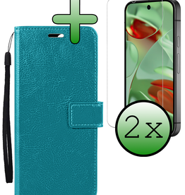 BASEY. BASEY. Google Pixel 9 Hoesje Bookcase Met 2x Screenprotector - Turquoise