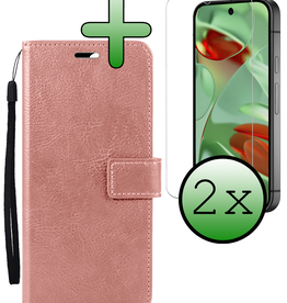 BASEY. BASEY. Google Pixel 9 Hoesje Bookcase Met 2x Screenprotector - Rose Goud