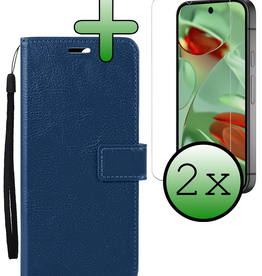 BASEY. BASEY. Google Pixel 9 Hoesje Bookcase Met 2x Screenprotector - Donkerblauw