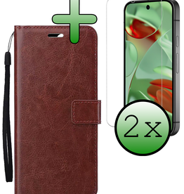 BASEY. BASEY. Google Pixel 9 Hoesje Bookcase Met 2x Screenprotector - Bruin