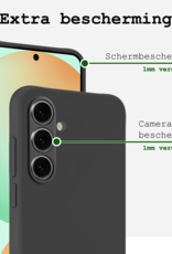 BASEY. Hoes Geschikt voor Samsung S24 FE Hoesje Siliconen Back Cover Case Met 2x Screenprotector - Hoesje Geschikt voor Samsung Galaxy S24 FE Hoes Cover Hoesje - Zwart