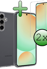 BASEY. Hoes Geschikt voor Samsung S24 FE Hoesje Siliconen Back Cover Case Met 2x Screenprotector - Hoesje Geschikt voor Samsung Galaxy S24 FE Hoes Cover Hoesje - Transparant