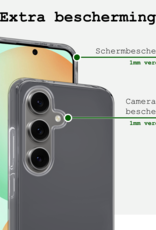BASEY. Hoes Geschikt voor Samsung S24 FE Hoesje Siliconen Back Cover Case Met 2x Screenprotector - Hoesje Geschikt voor Samsung Galaxy S24 FE Hoes Cover Hoesje - Transparant