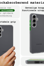 BASEY. Hoes Geschikt voor Samsung S24 FE Hoesje Siliconen Back Cover Case Met 2x Screenprotector - Hoesje Geschikt voor Samsung Galaxy S24 FE Hoes Cover Hoesje - Transparant