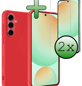BASEY. BASEY. Samsung Galaxy S24 FE Hoesje Siliconen Met 2x Screenprotector - Rood