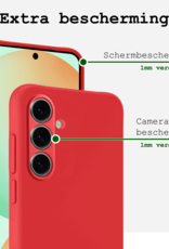 BASEY. Hoes Geschikt voor Samsung S24 FE Hoesje Siliconen Back Cover Case Met 2x Screenprotector - Hoesje Geschikt voor Samsung Galaxy S24 FE Hoes Cover Hoesje - Rood