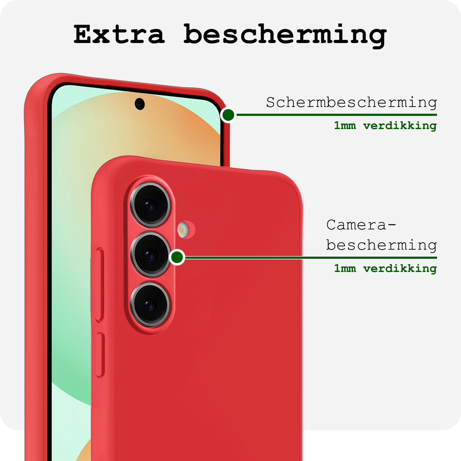 BASEY. Hoes Geschikt voor Samsung S24 FE Hoesje Siliconen Back Cover Case Met 2x Screenprotector - Hoesje Geschikt voor Samsung Galaxy S24 FE Hoes Cover Hoesje - Rood