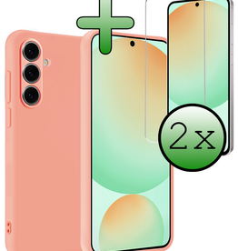 BASEY. BASEY. Samsung Galaxy S24 FE Hoesje Siliconen Met 2x Screenprotector - Perzik
