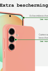 BASEY. Hoes Geschikt voor Samsung S24 FE Hoesje Siliconen Back Cover Case Met 2x Screenprotector - Hoesje Geschikt voor Samsung Galaxy S24 FE Hoes Cover Hoesje - Perzik