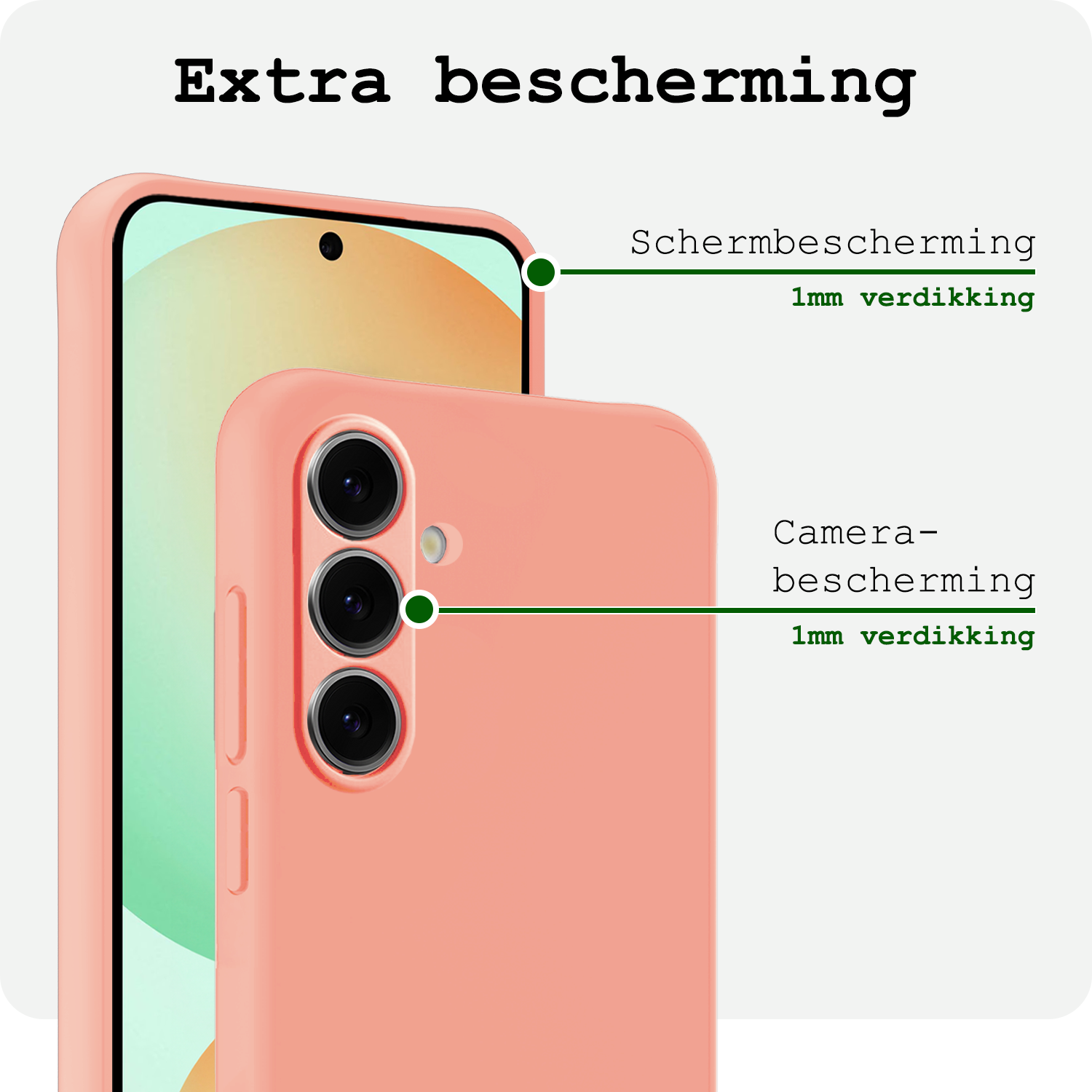 BASEY. Hoes Geschikt voor Samsung S24 FE Hoesje Siliconen Back Cover Case Met 2x Screenprotector - Hoesje Geschikt voor Samsung Galaxy S24 FE Hoes Cover Hoesje - Perzik