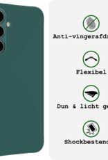 BASEY. Hoes Geschikt voor Samsung S24 FE Hoesje Siliconen Back Cover Case Met 2x Screenprotector - Hoesje Geschikt voor Samsung Galaxy S24 FE Hoes Cover Hoesje - Donkergroen
