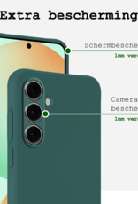 BASEY. Hoes Geschikt voor Samsung S24 FE Hoesje Siliconen Back Cover Case Met 2x Screenprotector - Hoesje Geschikt voor Samsung Galaxy S24 FE Hoes Cover Hoesje - Donkergroen