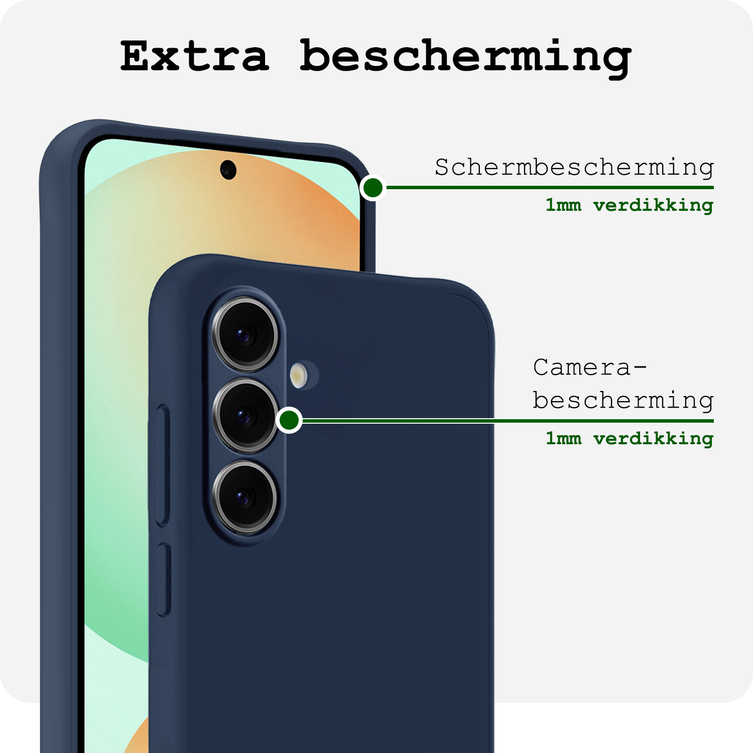 BASEY. Hoes Geschikt voor Samsung S24 FE Hoesje Siliconen Back Cover Case Met 2x Screenprotector - Hoesje Geschikt voor Samsung Galaxy S24 FE Hoes Cover Hoesje - Donkerblauw