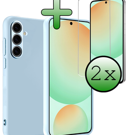 BASEY. BASEY. Samsung Galaxy S24 FE Hoesje Siliconen Met 2x Screenprotector - Lichtblauw