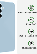 BASEY. Hoes Geschikt voor Samsung S24 FE Hoesje Siliconen Back Cover Case Met 2x Screenprotector - Hoesje Geschikt voor Samsung Galaxy S24 FE Hoes Cover Hoesje - Lichtblauw