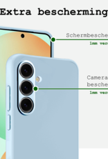 BASEY. Hoes Geschikt voor Samsung S24 FE Hoesje Siliconen Back Cover Case Met 2x Screenprotector - Hoesje Geschikt voor Samsung Galaxy S24 FE Hoes Cover Hoesje - Lichtblauw