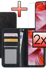NoXx Hoesje Geschikt voor Google Pixel 9 Pro Hoesje Book Case Hoes Portemonnee Cover Walletcase Met 2x Screenprotector - Hoes Geschikt voor Google Pixel 9 Pro Hoes Bookcase Hoesje - Zwart