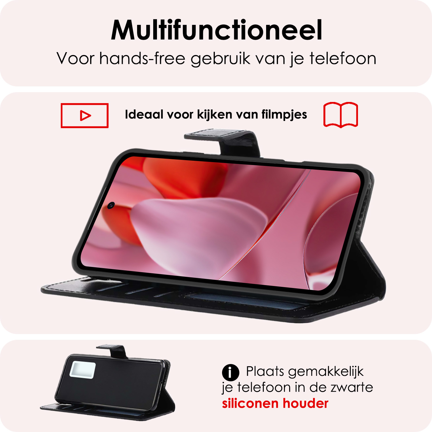 NoXx Hoesje Geschikt voor Google Pixel 9 Pro Hoesje Book Case Hoes Portemonnee Cover Walletcase Met 2x Screenprotector - Hoes Geschikt voor Google Pixel 9 Pro Hoes Bookcase Hoesje - Zwart