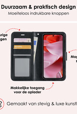 NoXx Hoesje Geschikt voor Google Pixel 9 Pro Hoesje Book Case Hoes Portemonnee Cover Walletcase Met 2x Screenprotector - Hoes Geschikt voor Google Pixel 9 Pro Hoes Bookcase Hoesje - Zwart