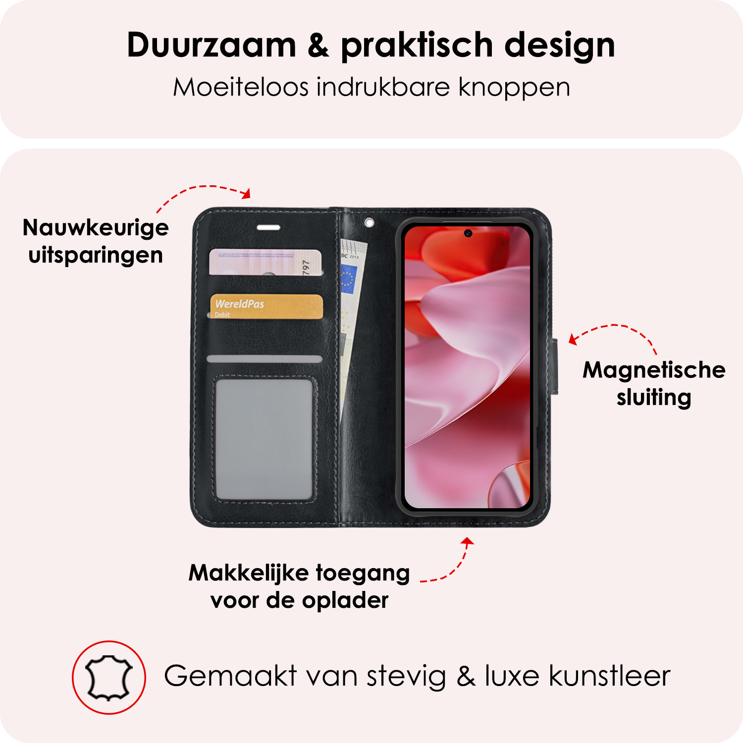 NoXx Hoesje Geschikt voor Google Pixel 9 Pro Hoesje Book Case Hoes Portemonnee Cover Walletcase Met 2x Screenprotector - Hoes Geschikt voor Google Pixel 9 Pro Hoes Bookcase Hoesje - Zwart
