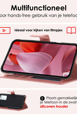 NoXx Hoesje Geschikt voor Google Pixel 9 Pro Hoesje Book Case Hoes Portemonnee Cover Walletcase Met 2x Screenprotector - Hoes Geschikt voor Google Pixel 9 Pro Hoes Bookcase Hoesje - Rosé goud