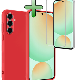 BASEY. BASEY. Samsung Galaxy S24 FE Hoesje Siliconen Met Screenprotector - Rood