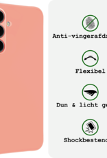 BASEY. Hoes Geschikt voor Samsung S24 FE Hoesje Siliconen Back Cover Case Met Screenprotector - Hoesje Geschikt voor Samsung Galaxy S24 FE Hoes Cover Hoesje - Perzik