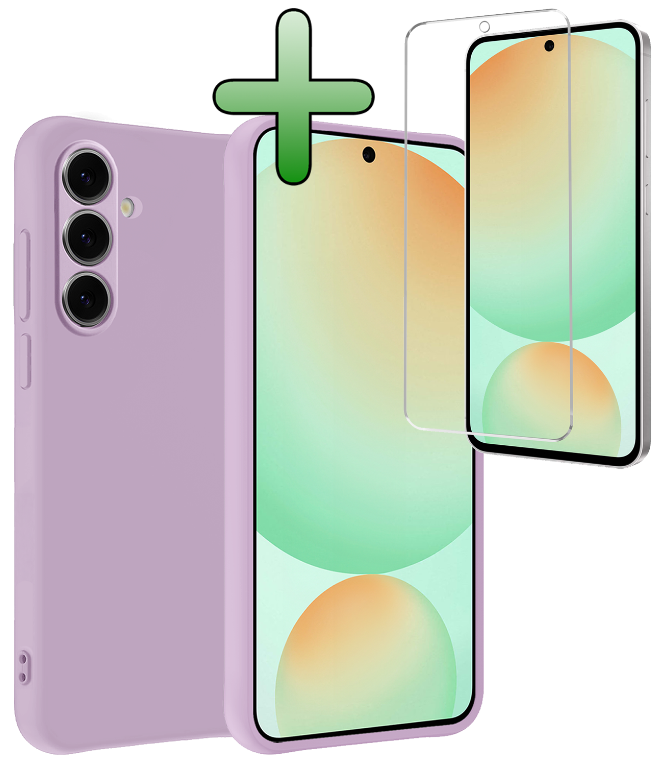 BASEY. Hoes Geschikt voor Samsung S24 FE Hoesje Siliconen Back Cover Case Met Screenprotector - Hoesje Geschikt voor Samsung Galaxy S24 FE Hoes Cover Hoesje - Lila