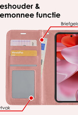 NoXx Hoesje Geschikt voor Google Pixel 9 Pro Hoesje Book Case Hoes Portemonnee Cover Walletcase Met Screenprotector - Hoes Geschikt voor Google Pixel 9 Pro Hoes Bookcase Hoesje - Rosé goud