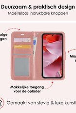 NoXx Hoesje Geschikt voor Google Pixel 9 Pro Hoesje Book Case Hoes Portemonnee Cover Walletcase Met Screenprotector - Hoes Geschikt voor Google Pixel 9 Pro Hoes Bookcase Hoesje - Rosé goud