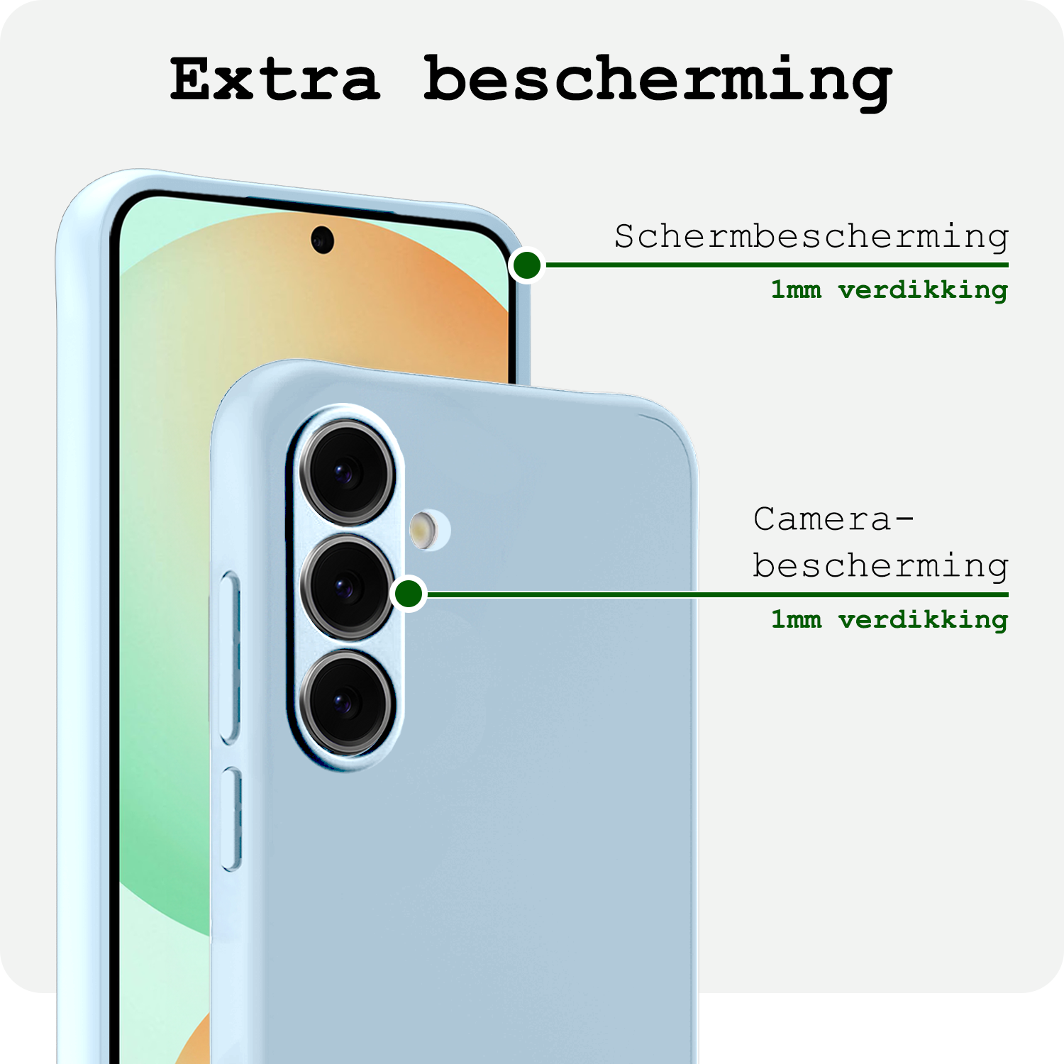 BASEY. Hoes Geschikt voor Samsung S24 FE Hoesje Siliconen Back Cover Case Met Screenprotector - Hoesje Geschikt voor Samsung Galaxy S24 FE Hoes Cover Hoesje - Lichtblauw