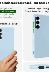 BASEY. Hoes Geschikt voor Samsung S24 FE Hoesje Siliconen Back Cover Case Met Screenprotector - Hoesje Geschikt voor Samsung Galaxy S24 FE Hoes Cover Hoesje - Lichtblauw