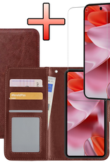 NoXx Hoesje Geschikt voor Google Pixel 9 Pro Hoesje Book Case Hoes Portemonnee Cover Walletcase Met Screenprotector - Hoes Geschikt voor Google Pixel 9 Pro Hoes Bookcase Hoesje - Bruin