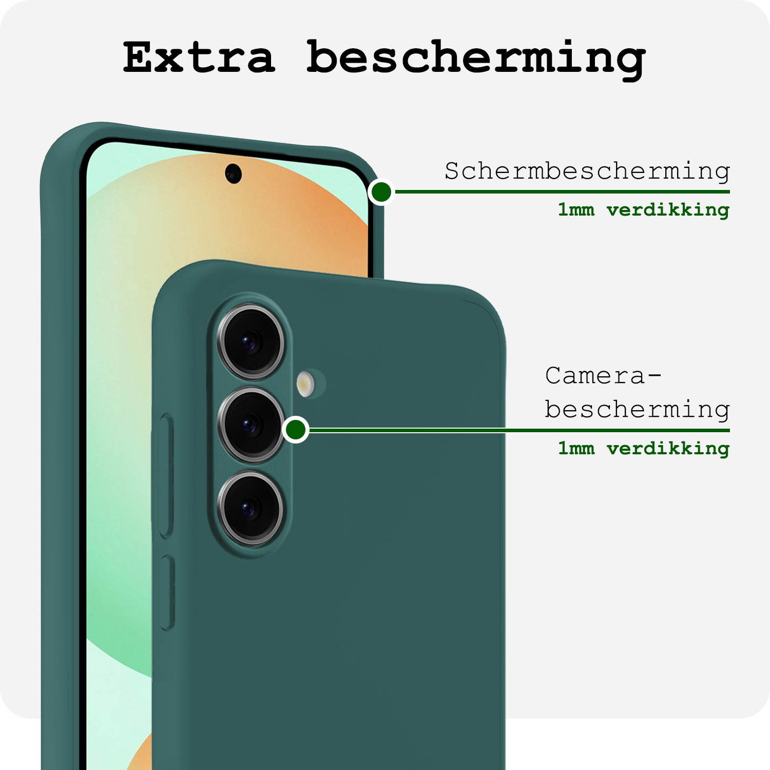 BASEY. Hoes Geschikt voor Samsung S24 FE Hoesje Siliconen Back Cover Case Met Screenprotector - Hoesje Geschikt voor Samsung Galaxy S24 FE Hoes Cover Hoesje - Donkergroen