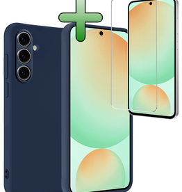 BASEY. BASEY. Samsung Galaxy S24 FE Hoesje Siliconen Met Screenprotector - Donkerblauw