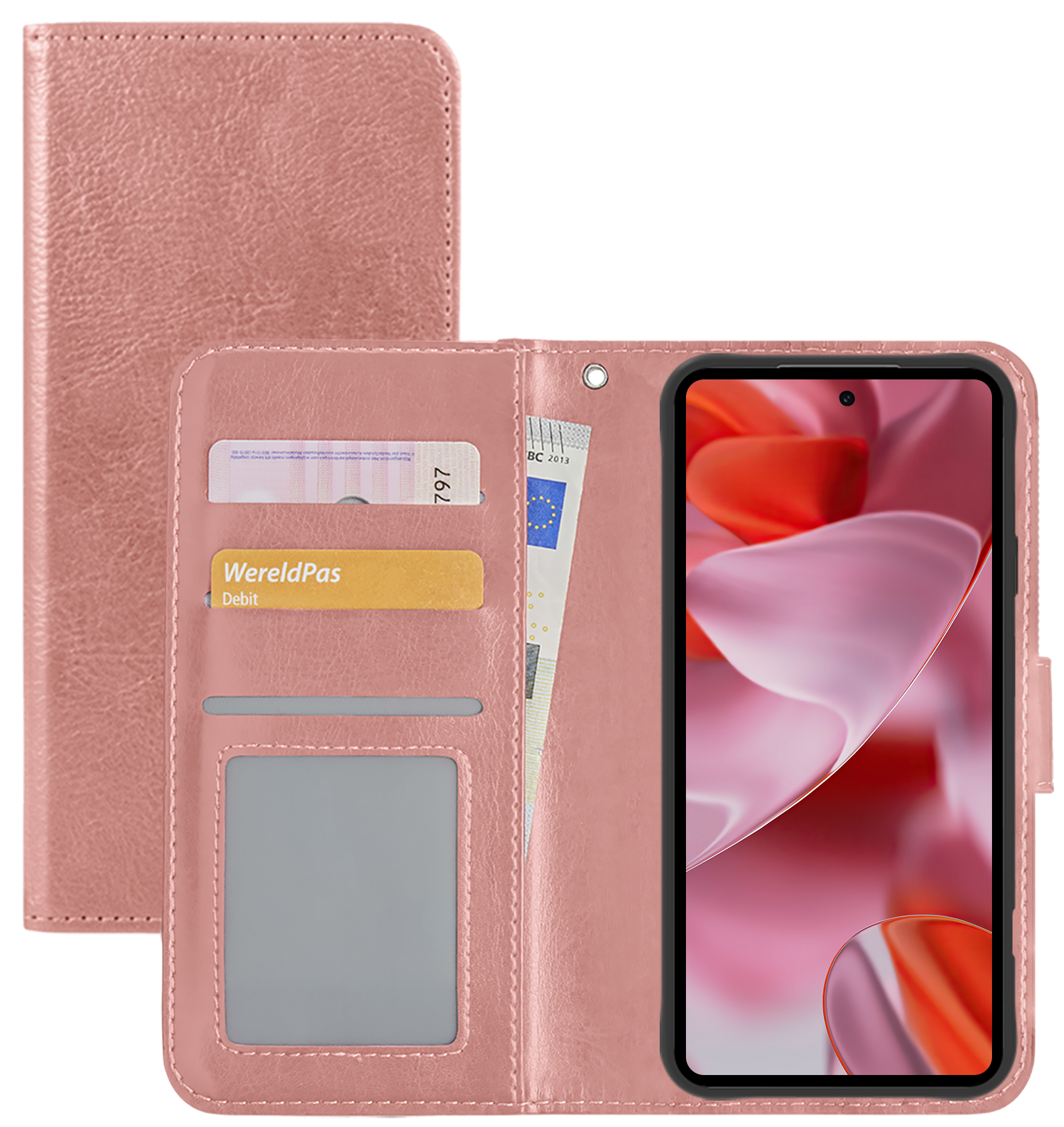NoXx Hoesje Geschikt voor Google Pixel 9 Pro Hoesje Book Case Hoes Portemonnee Cover Walletcase - Hoes Geschikt voor Google Pixel 9 Pro Hoes Bookcase Hoesje - Rosé goud
