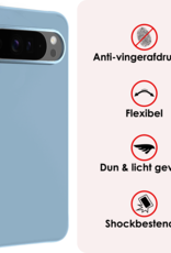 NoXx Hoesje Geschikt voor Google Pixel 9 Pro Hoesje Siliconen Case Hoes Met 2x Screenprotector - Hoes Geschikt voor Google Pixel 9 Pro Hoes Cover Case - Lichtblauw