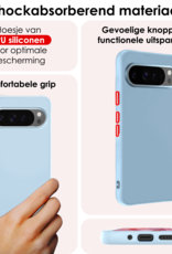 NoXx Hoesje Geschikt voor Google Pixel 9 Pro Hoesje Siliconen Case Hoes Met 2x Screenprotector - Hoes Geschikt voor Google Pixel 9 Pro Hoes Cover Case - Lichtblauw