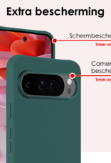 NoXx Hoesje Geschikt voor Google Pixel 9 Pro Hoesje Siliconen Case Hoes Met 2x Screenprotector - Hoes Geschikt voor Google Pixel 9 Pro Hoes Cover Case - Donkergroen
