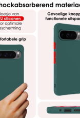 NoXx Hoesje Geschikt voor Google Pixel 9 Pro Hoesje Siliconen Case Hoes Met 2x Screenprotector - Hoes Geschikt voor Google Pixel 9 Pro Hoes Cover Case - Donkergroen