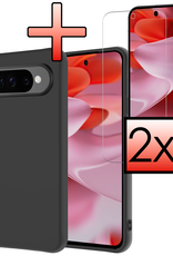 NoXx Hoesje Geschikt voor Google Pixel 9 Pro Hoesje Siliconen Case Hoes Met 2x Screenprotector - Hoes Geschikt voor Google Pixel 9 Pro Hoes Cover Case - Zwart