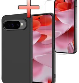 NoXx NoXx Google Pixel 9 Pro Hoesje Siliconen Met Screenprotector - Zwart