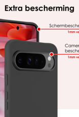 NoXx Hoesje Geschikt voor Google Pixel 9 Pro Hoesje Siliconen Case Hoes Met Screenprotector - Hoes Geschikt voor Google Pixel 9 Pro Hoes Cover Case - Zwart