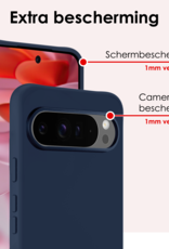 NoXx Hoesje Geschikt voor Google Pixel 9 Pro Hoesje Siliconen Case Hoes Met Screenprotector - Hoes Geschikt voor Google Pixel 9 Pro Hoes Cover Case - Donkerblauw