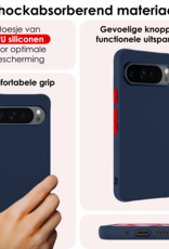 NoXx Hoesje Geschikt voor Google Pixel 9 Pro Hoesje Siliconen Case Hoes Met Screenprotector - Hoes Geschikt voor Google Pixel 9 Pro Hoes Cover Case - Donkerblauw