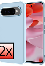 NoXx Hoesje Geschikt voor Google Pixel 9 Pro Hoesje Siliconen Case Hoes - Hoes Geschikt voor Google Pixel 9 Pro Hoes Cover Case - Lichtblauw - 2 PACK